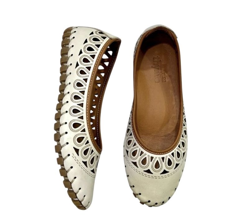 APRIL LEATHER FLATS - CREAM