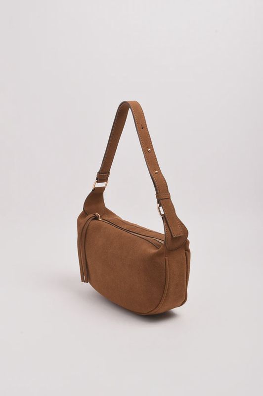 NOAH MINI FAUX SUEDE HANDBAG - TAN