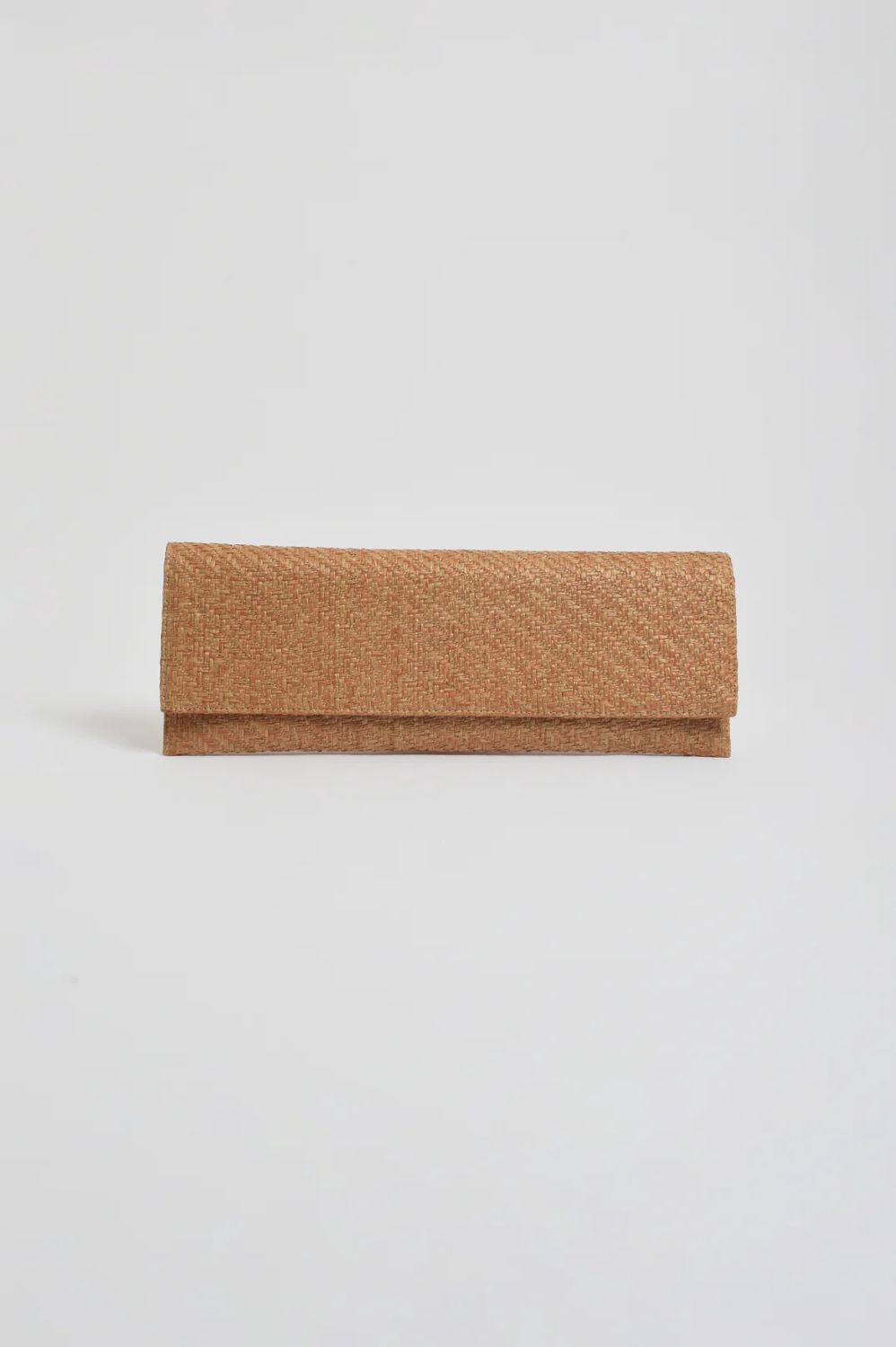 LONG WOVEN FOLD OVER CLUTCH - TAN