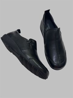 CHARLOTTE LEATHER FLAT- BLK