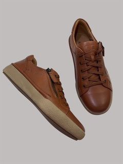 CLAIRE LEATHER SNEAKER - TAN