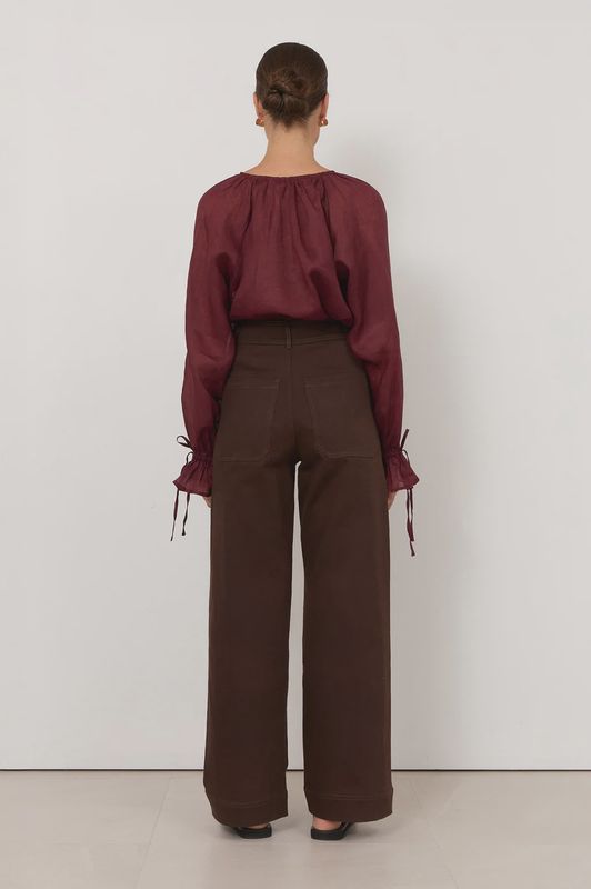 LUCY PATCH POCKET PANT - CHOC