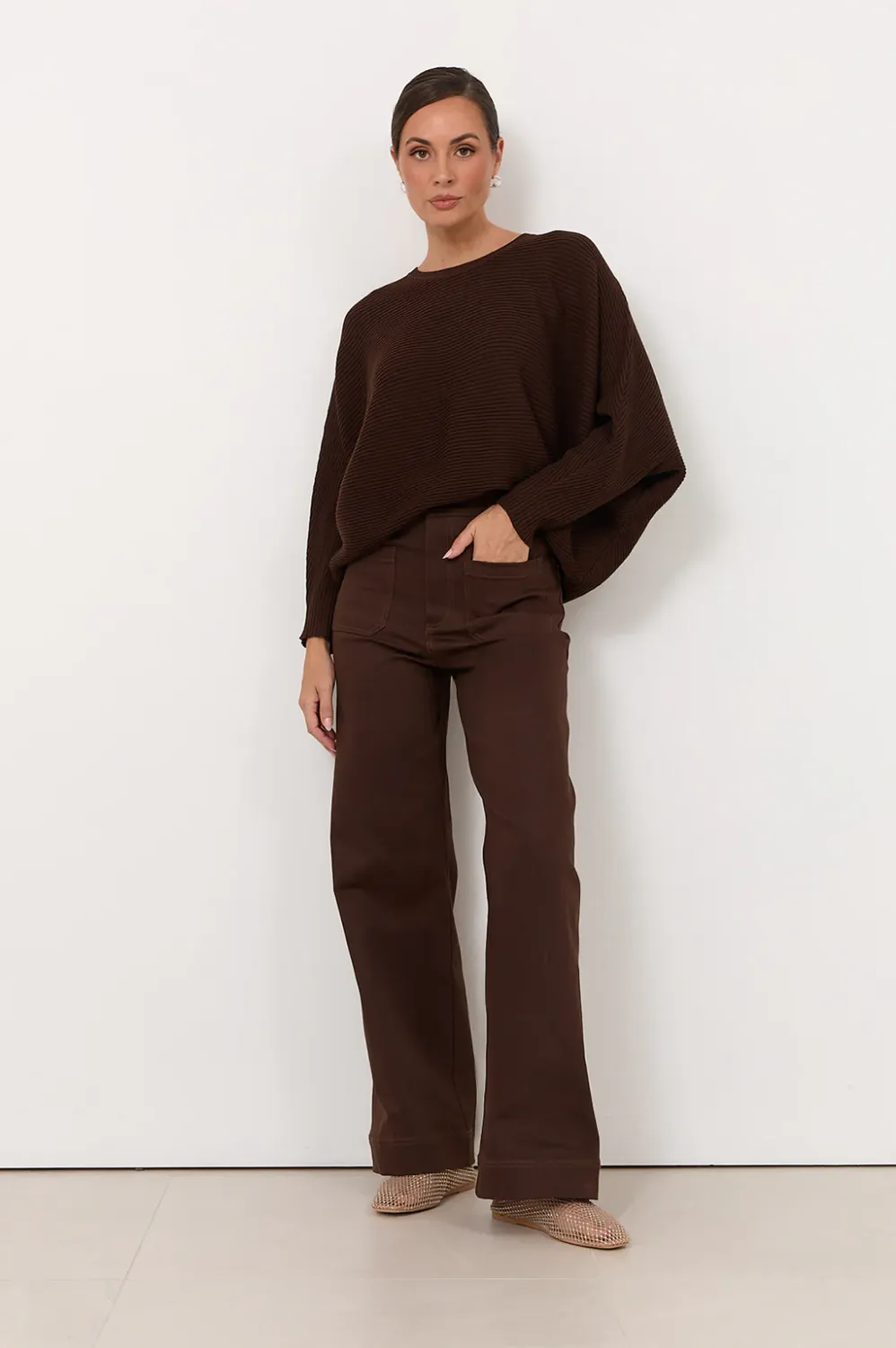 LUCY PATCH POCKET PANT - CHOC
