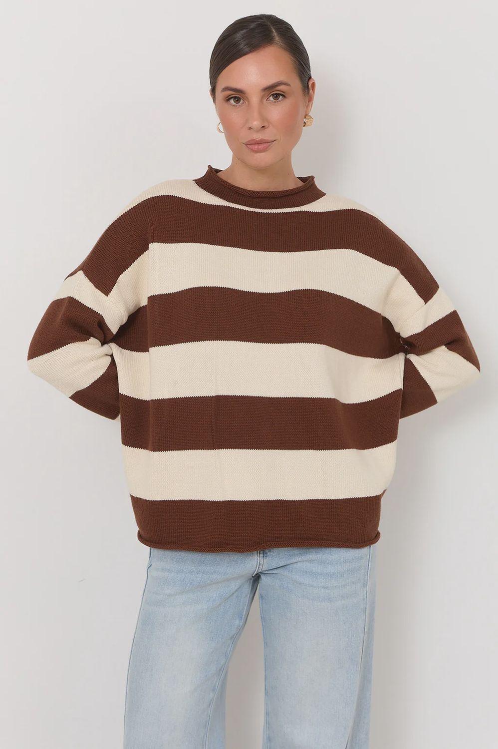 LUCILLE LONG SLEEVE JUMPER - CHOC/CREAM