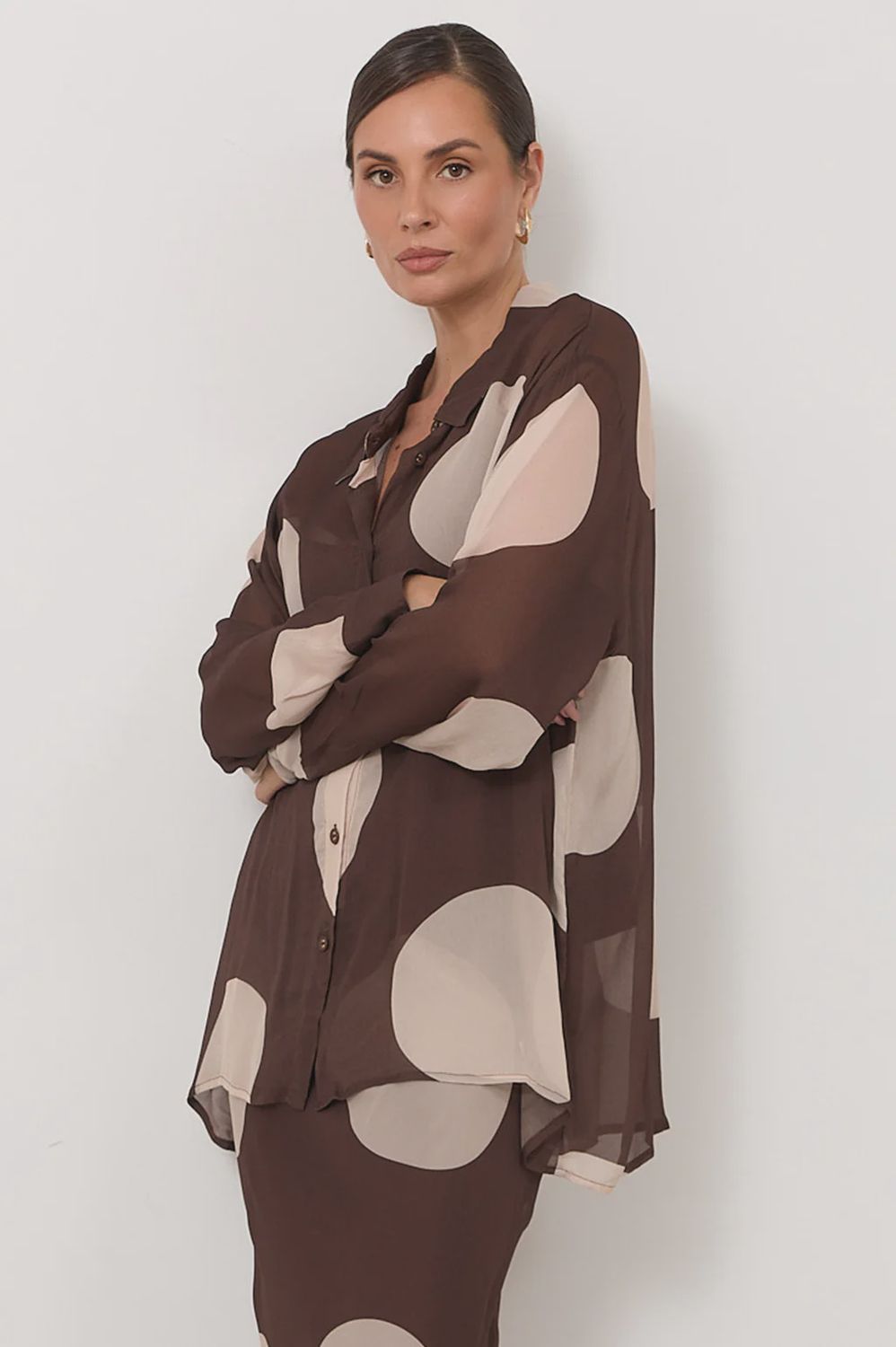 BROOKLYN SPOT BLOUSE - CHOC