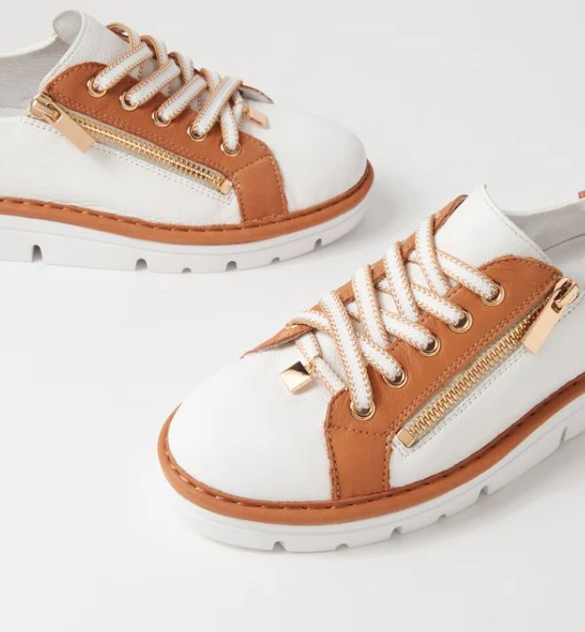 ELOS LEATHER SNEAKER - WHITE/TAN