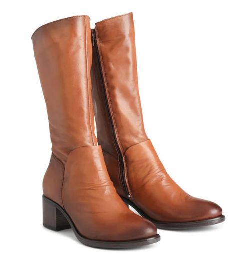 ROCHELLE LEATHER BOOT - BRANDY