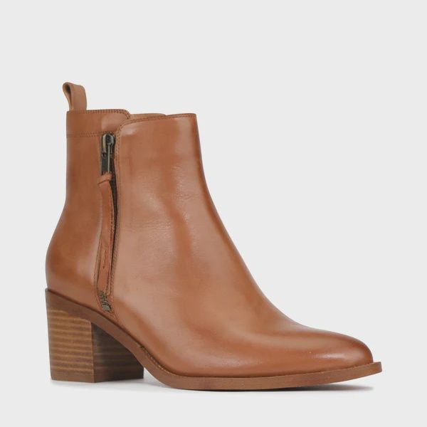 CIARA LEATHER BOOT - BRANDY