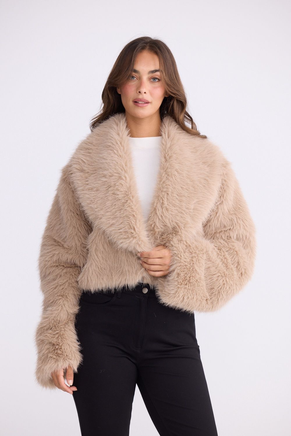 CHANTEL FUR JACKET - BEIGE