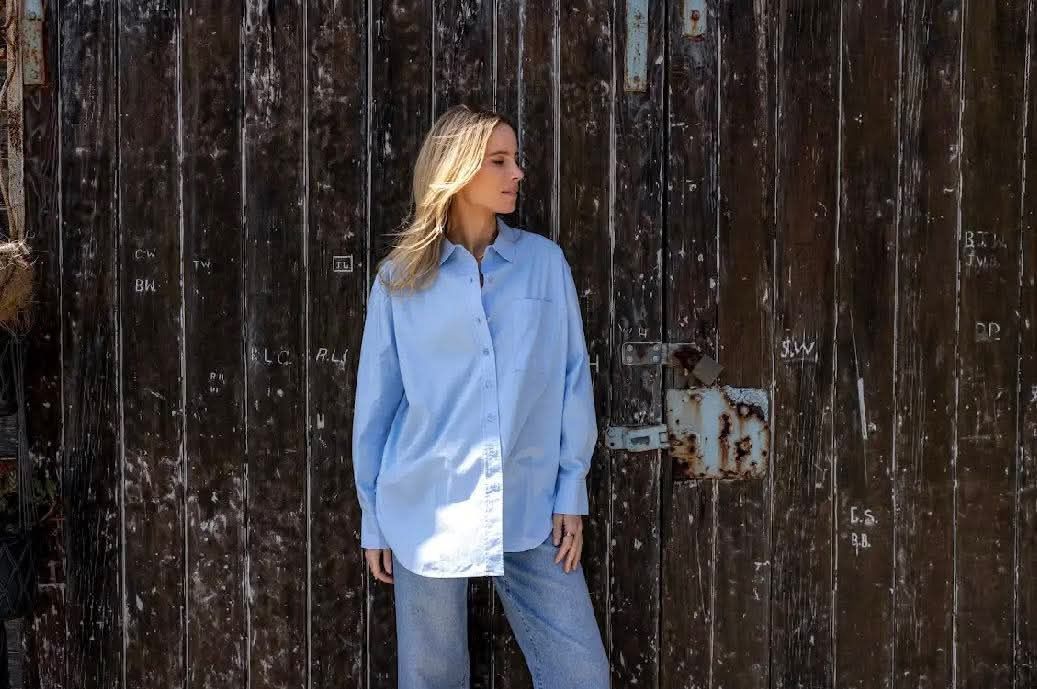 SKY COLLAR BLOUSE - BLUE
