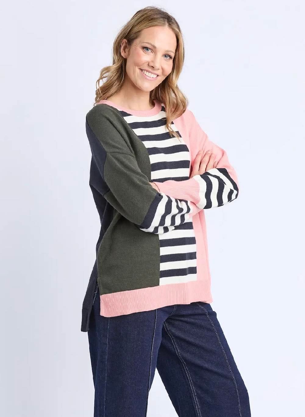 FREJA STRIPE KNIT - NAVY