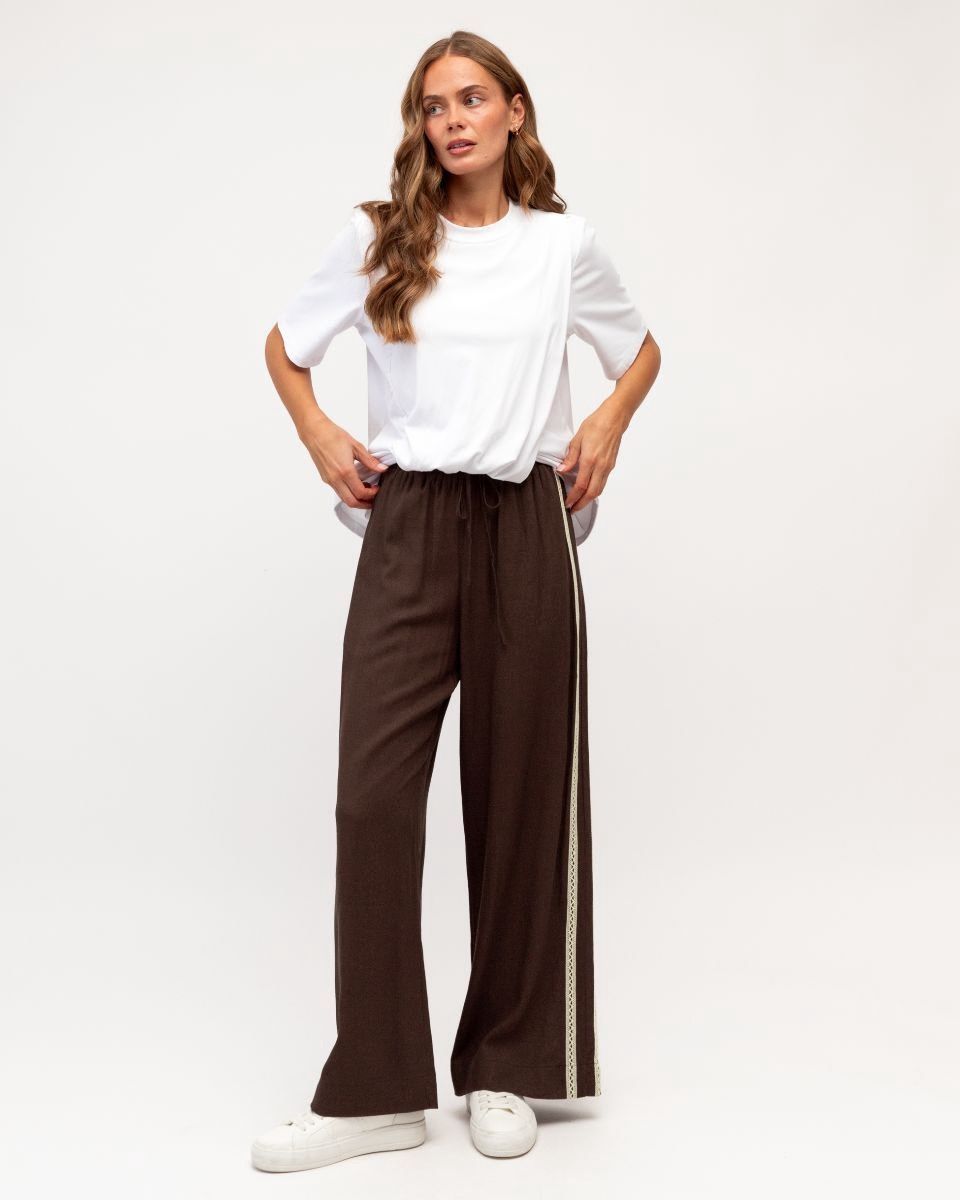 CHELSEA LINEN PANT - CHOC