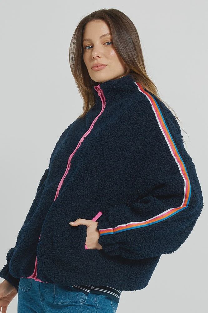 AUBREY FLEECE JACKET - NAVY