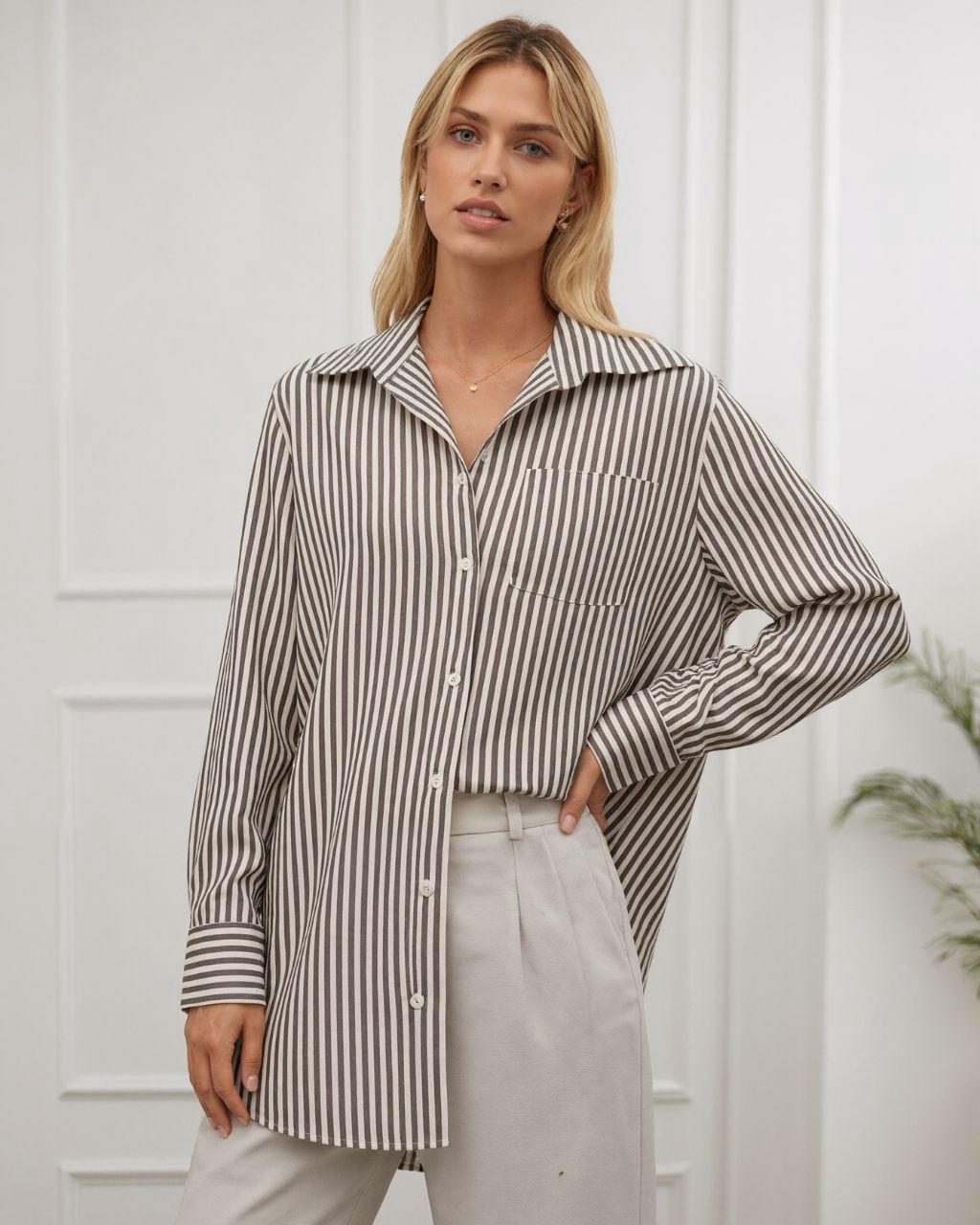 OLIVIA LONG SLEEVE SHIRT - BEIGE