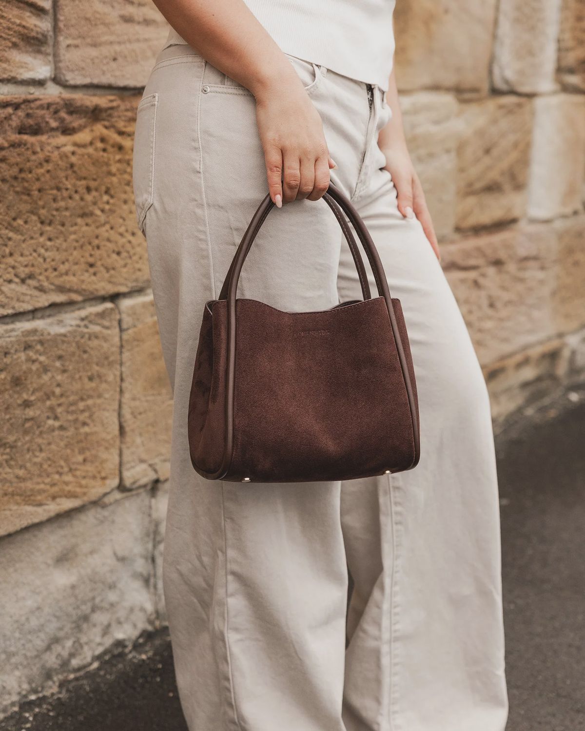 STEFFIE SUEDETTE MINI TOTE - CHOC