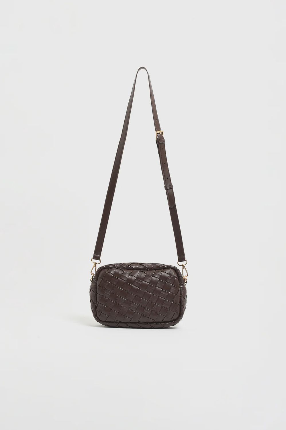 BELLA WEAVE CROSS BODY BAG - CHOC
