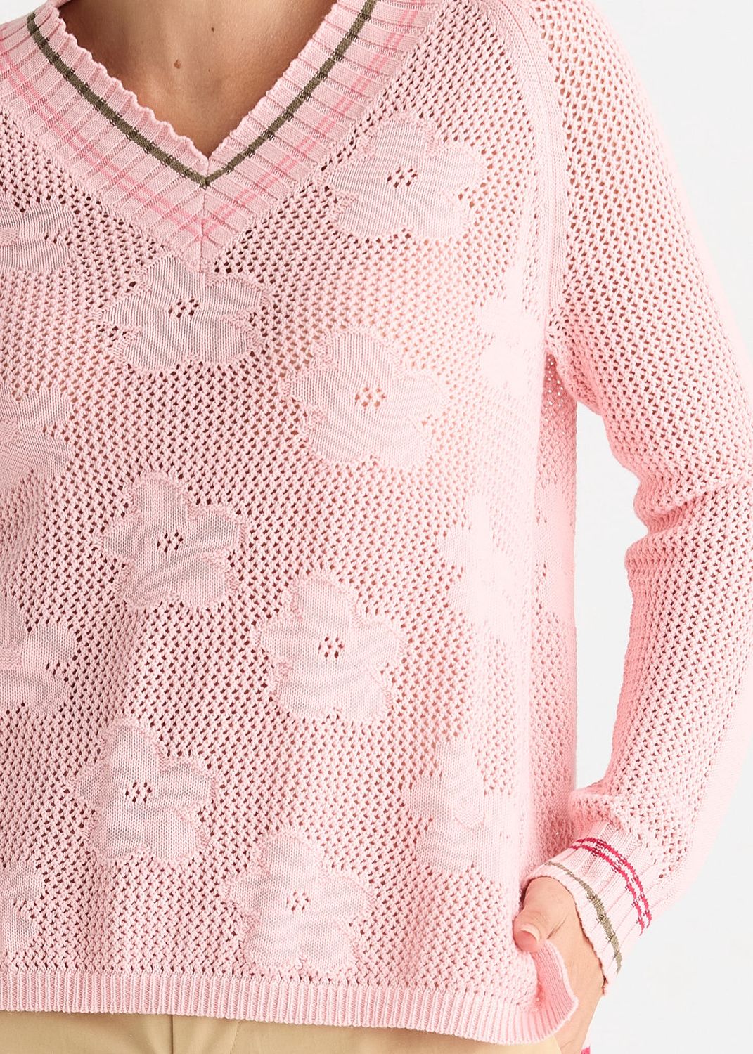 FLORAL POINTELLE VEE - BLUSH