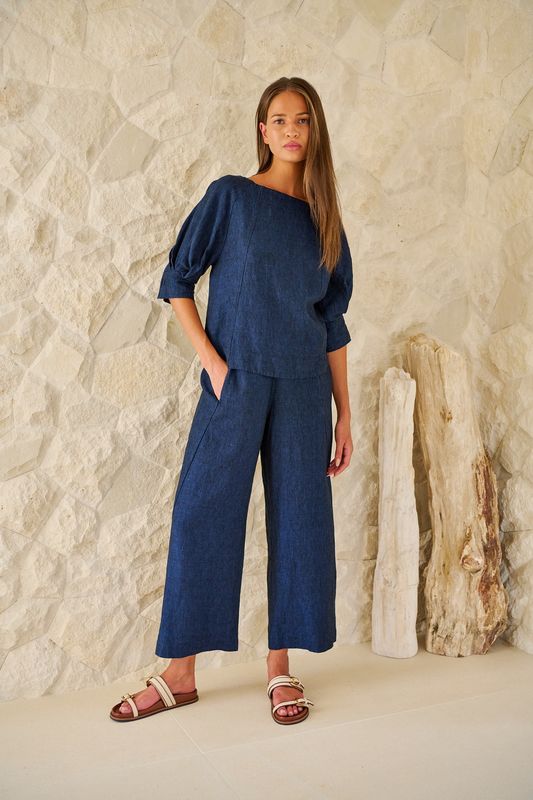 ELIZABETH LINEN PANT - ECLIPSE