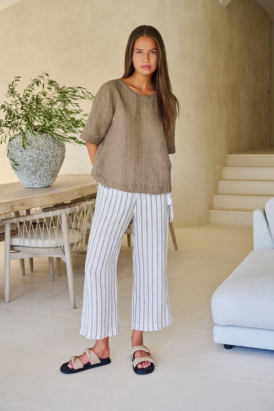 MARGIE LINEN PANT - TRAVERTINE