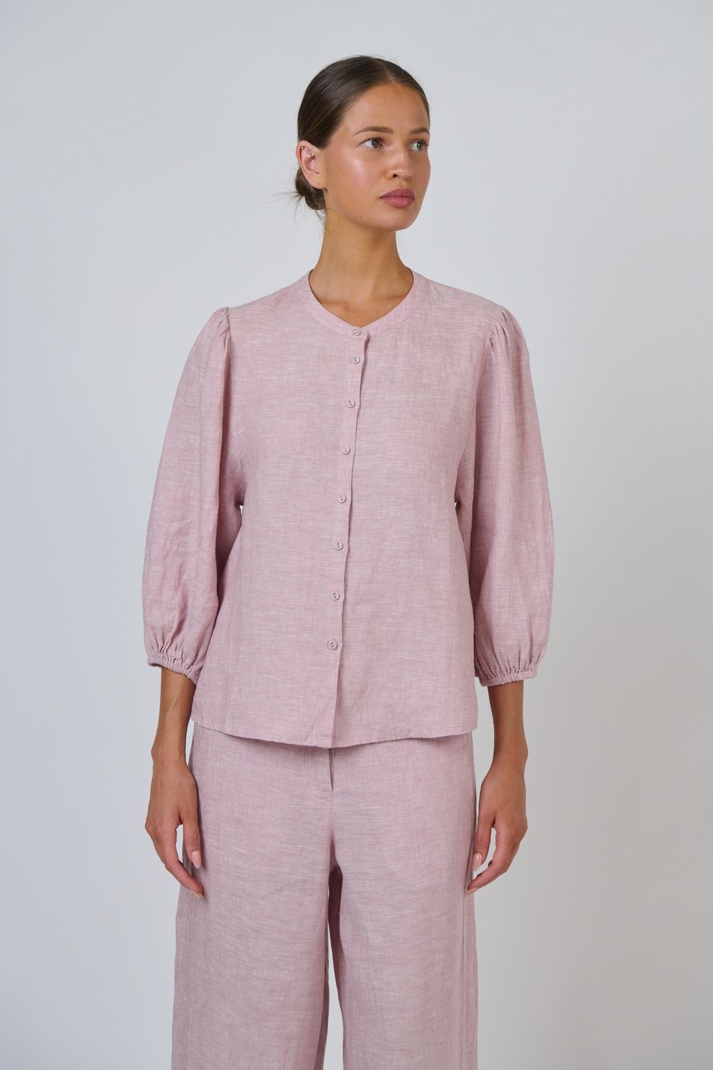 MIA LINEN BLOUSE - RADISH