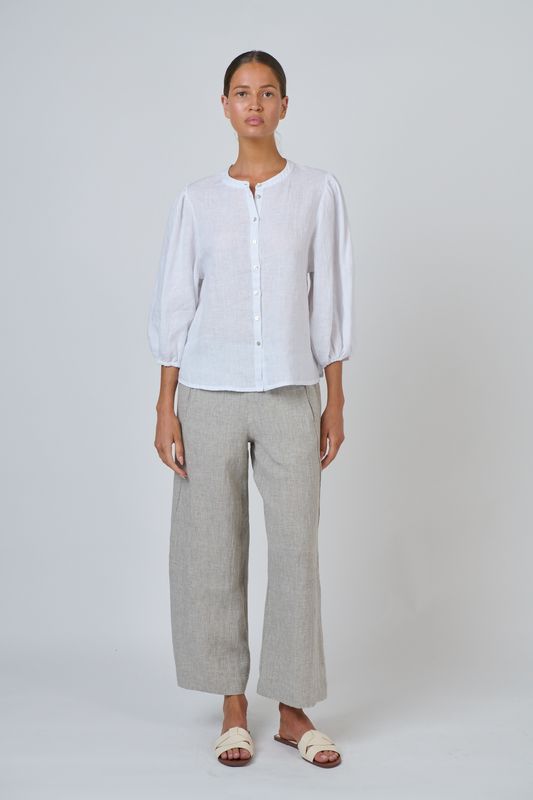 MIA LINEN BLOUSE - WHITE