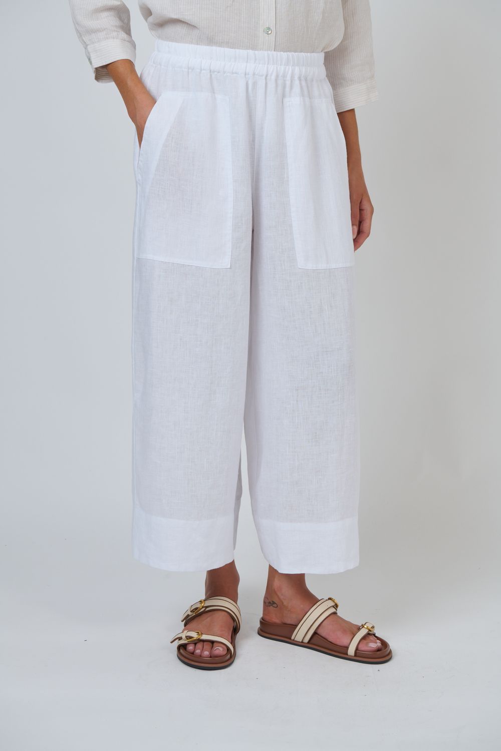AUDREY LINEN PANT - WHITE