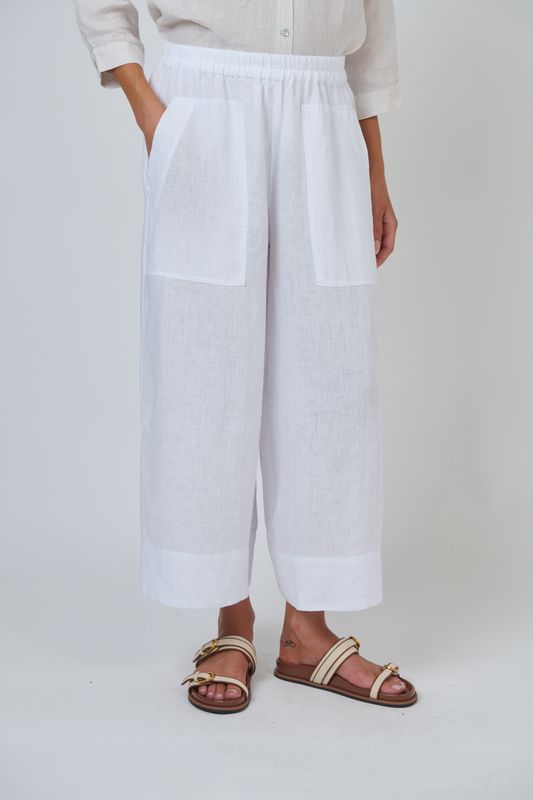 AUDREY LINEN PANT - WHITE