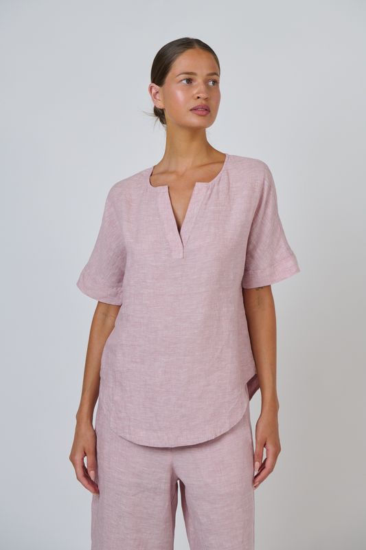 MAE LINEN BLOUSE - RADISH