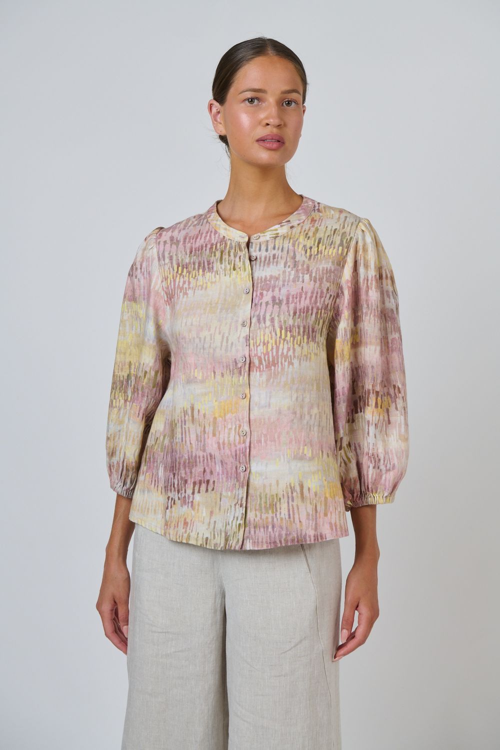 MIA LINEN BLOUSE - JARDIN