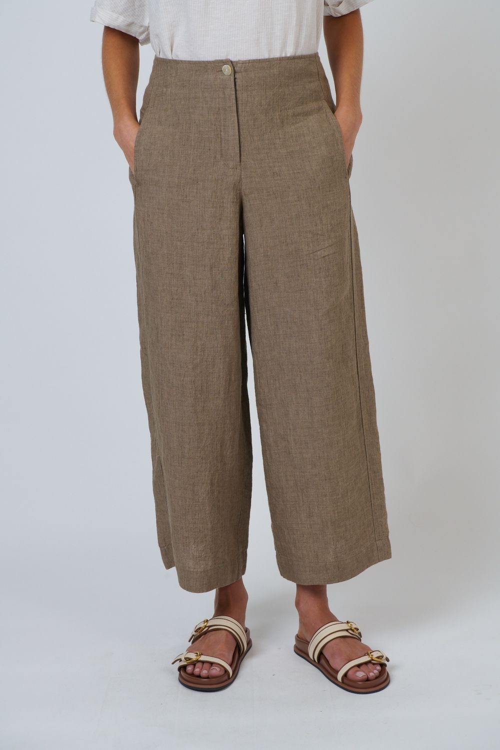 LILY LINEN PANTS - AGATE