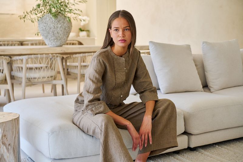 LILY LINEN PANTS - AGATE