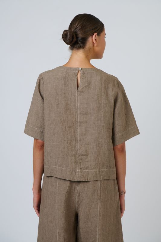 LUCY LINEN TOP - AGATE