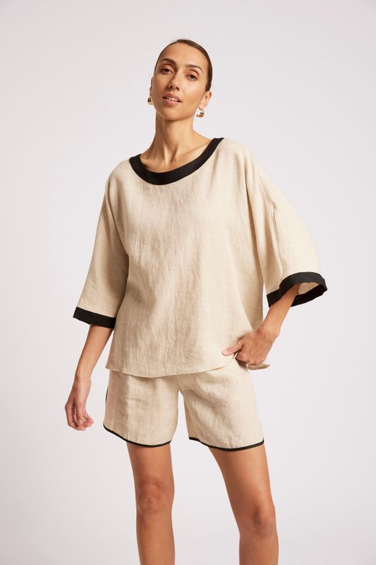 MARIS RELAXED TOP O/S - TUSK/BLK