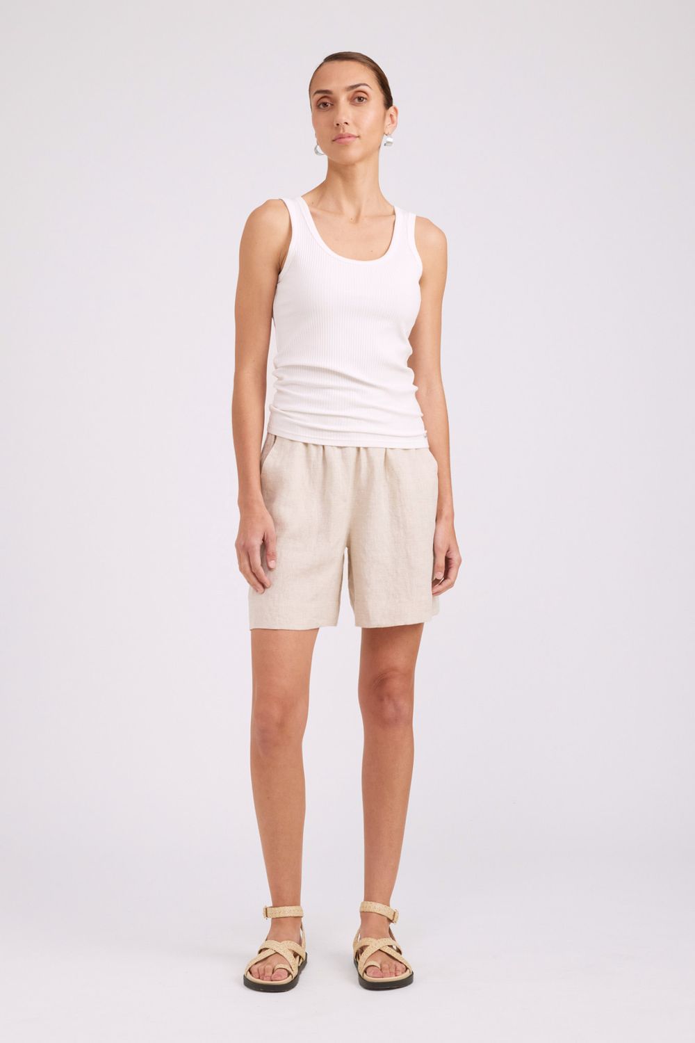STUDIO RIBBED TANK - WHT