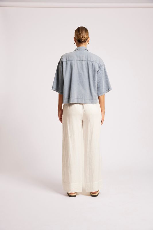 ROAM COLLAR TOP - DENIM