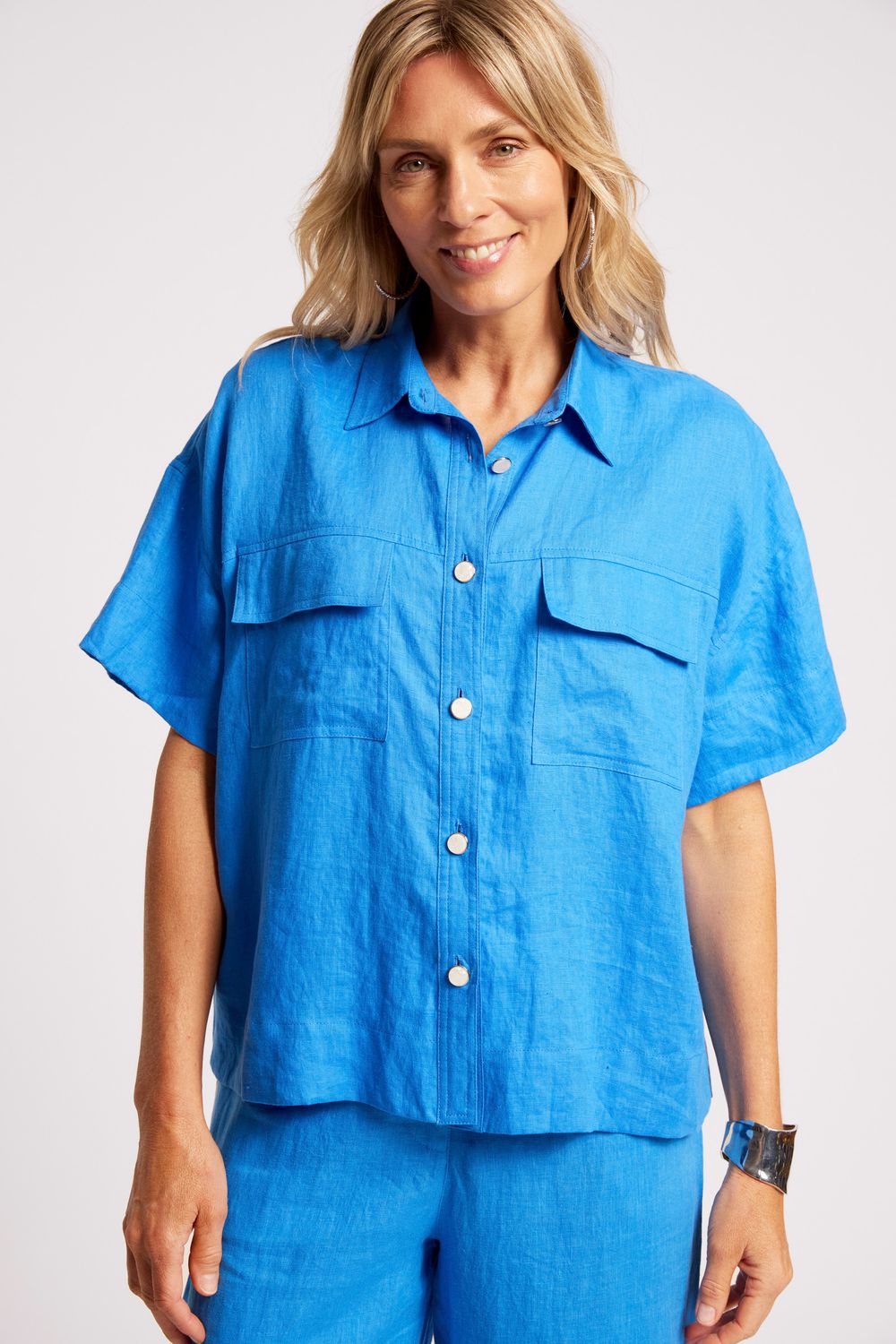 MARIS BUTTON TOP - MARINE