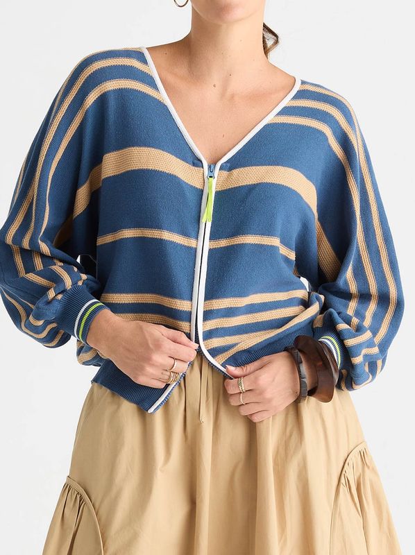 STATEMENT ZIP CARDI -SEA