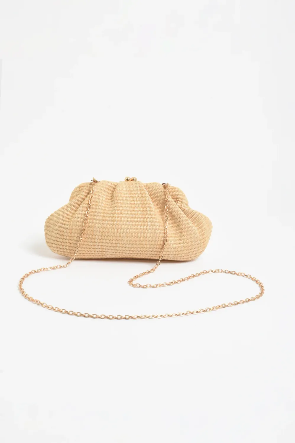 WEAVE GATHERED CLUTCH NATURAL - ADORNE