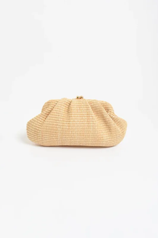 WEAVE GATHERED CLUTCH NATURAL - ADORNE