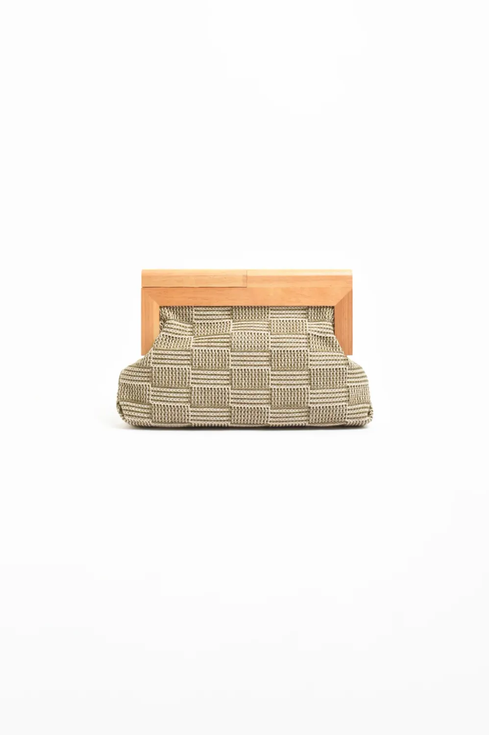 CHECK WEAVE CLUTCH KHAKI - ADORNE