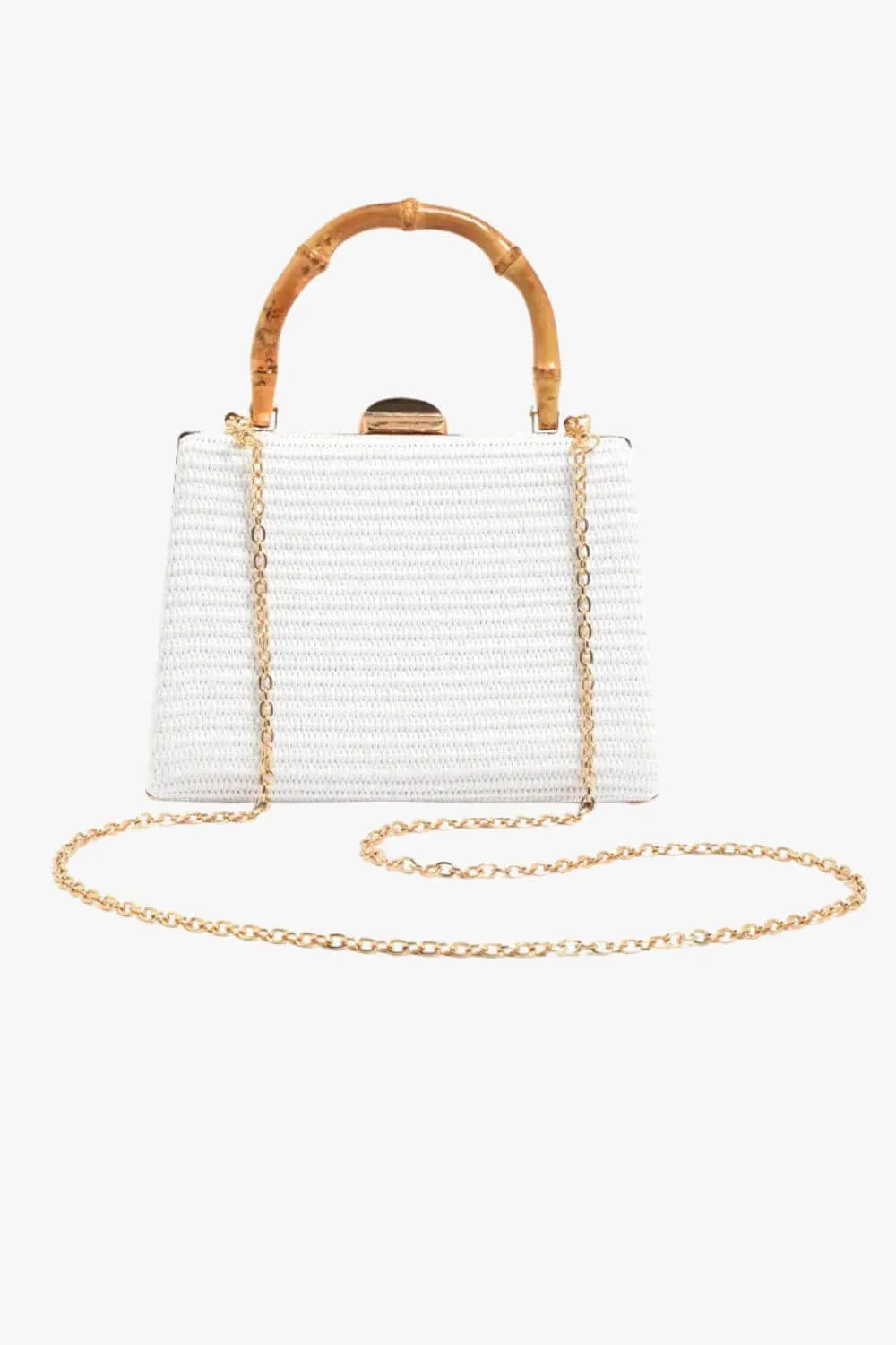 BAMBOO HANDLE BAG WHITE - ADORNE