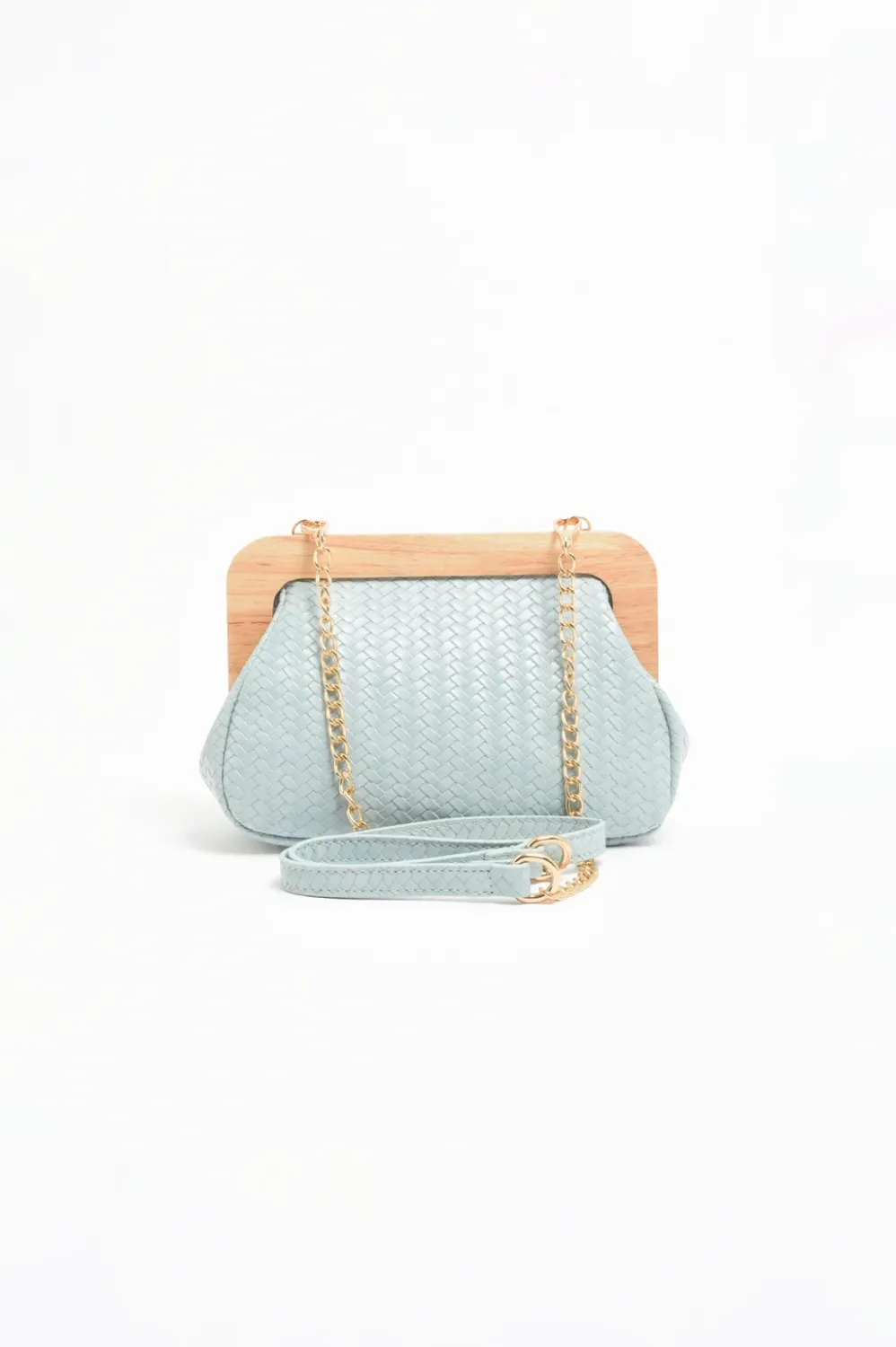 KIMMI TIMBER WEAVE CLUTCH BLUE - ADORNE