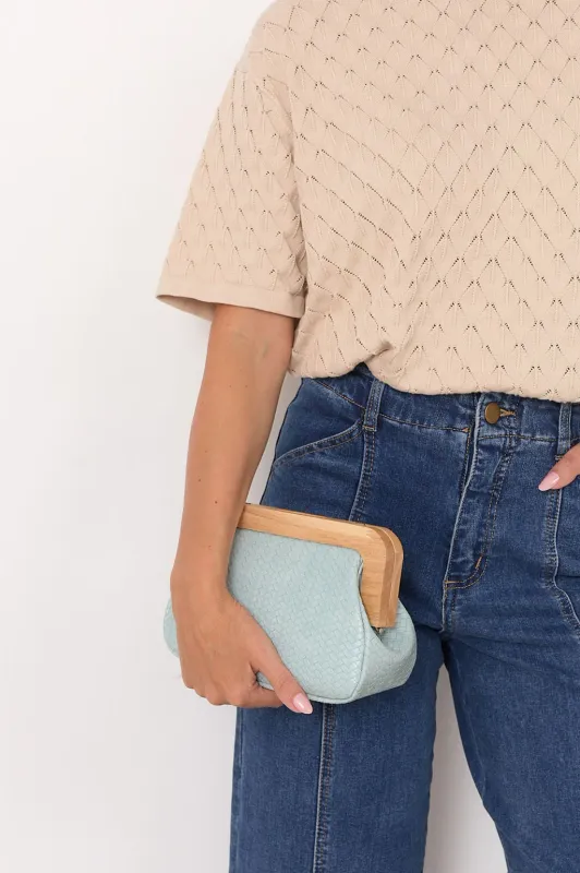 KIMMI TIMBER WEAVE CLUTCH BLUE - ADORNE