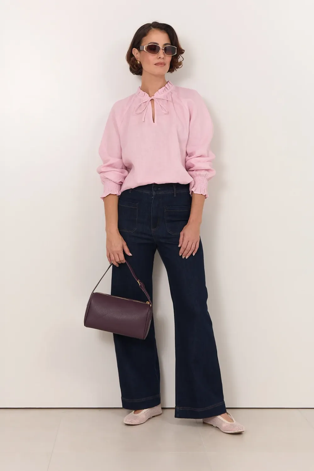 ADELAIDE LINEN TOP PINK - ADORNE