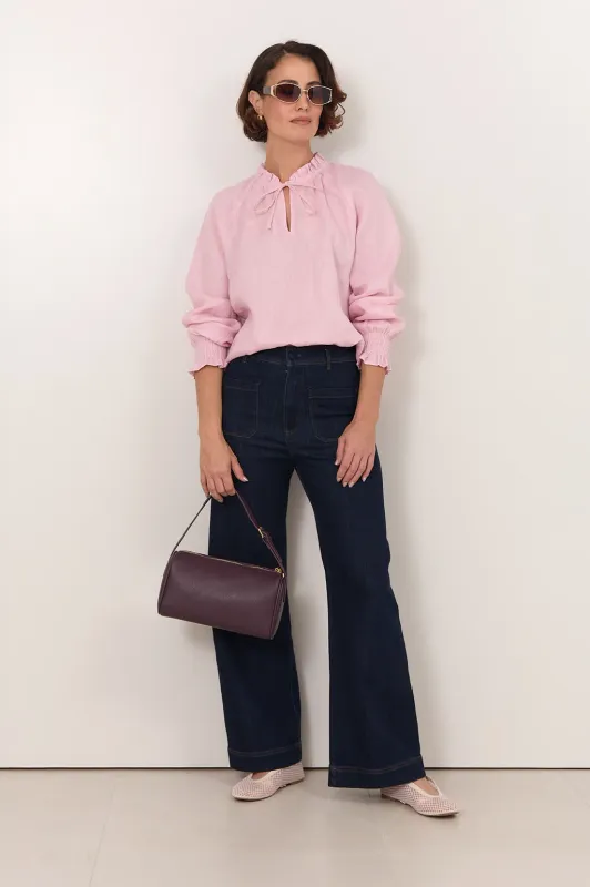 ADELAIDE LINEN TOP PINK - ADORNE
