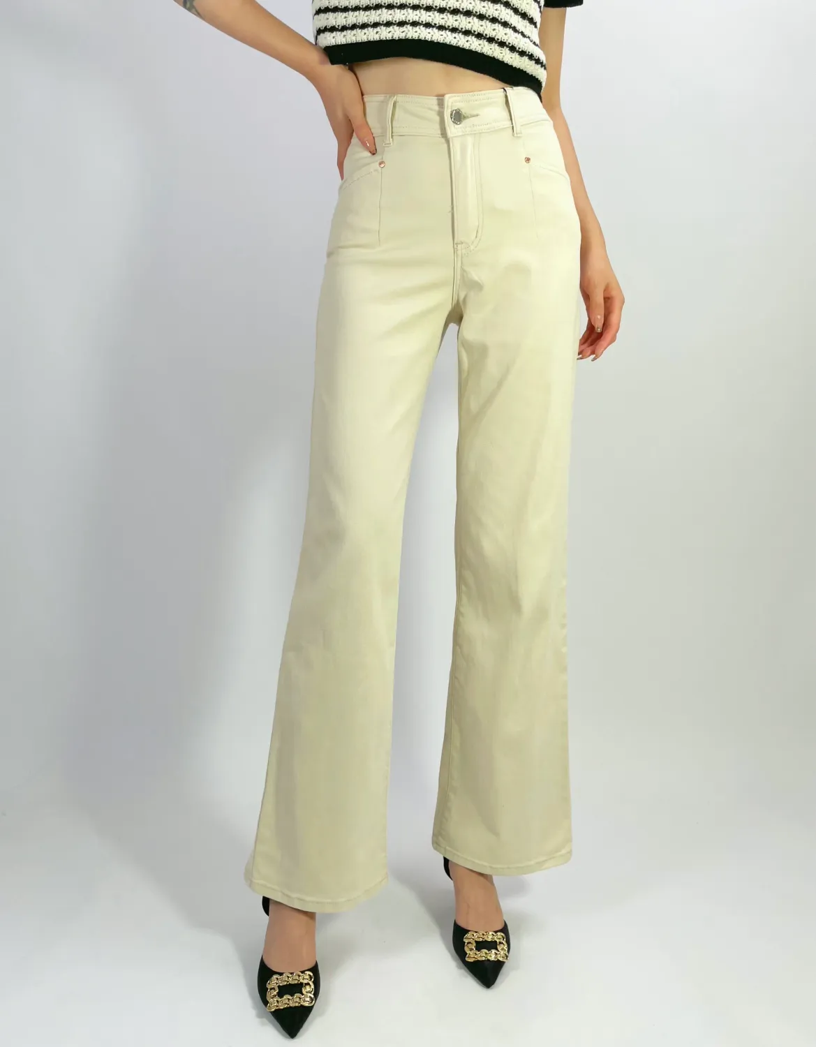 STRAIGHT LEG JEANS CD - BEIGE