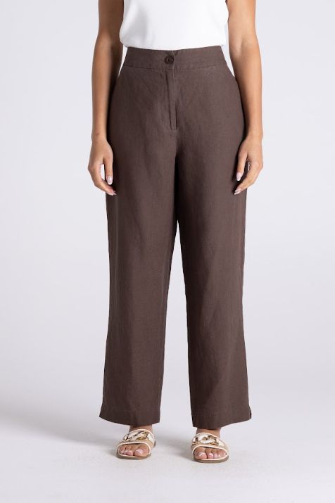 LUNA 7/8 LINEN PANT - CHESTNUT