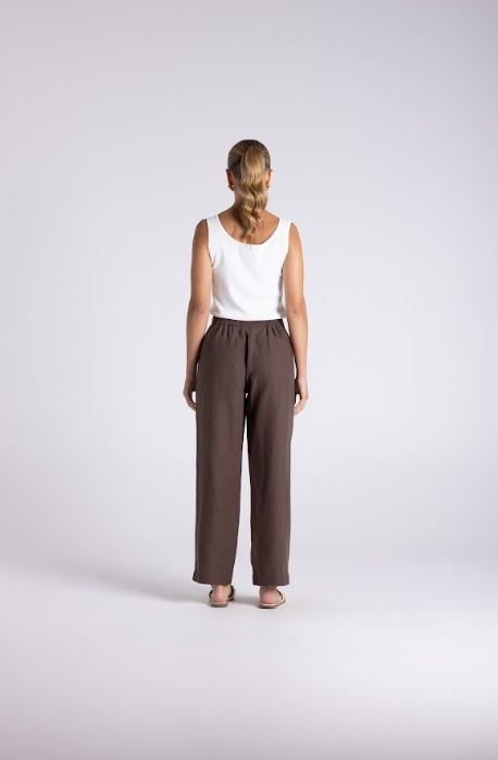 LUNA 7/8 LINEN PANT - CHESTNUT