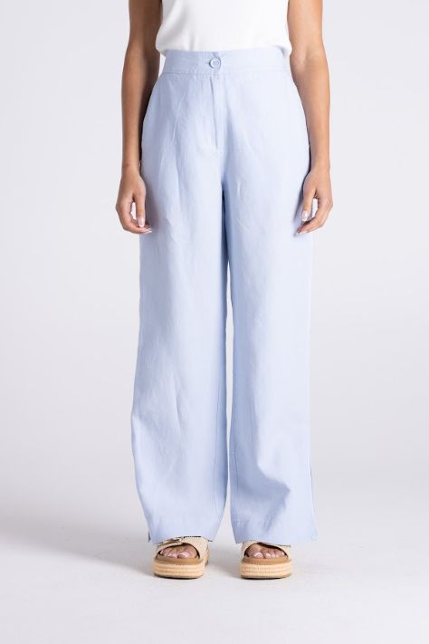 WIDE LEG LINEN PANT - BLUE