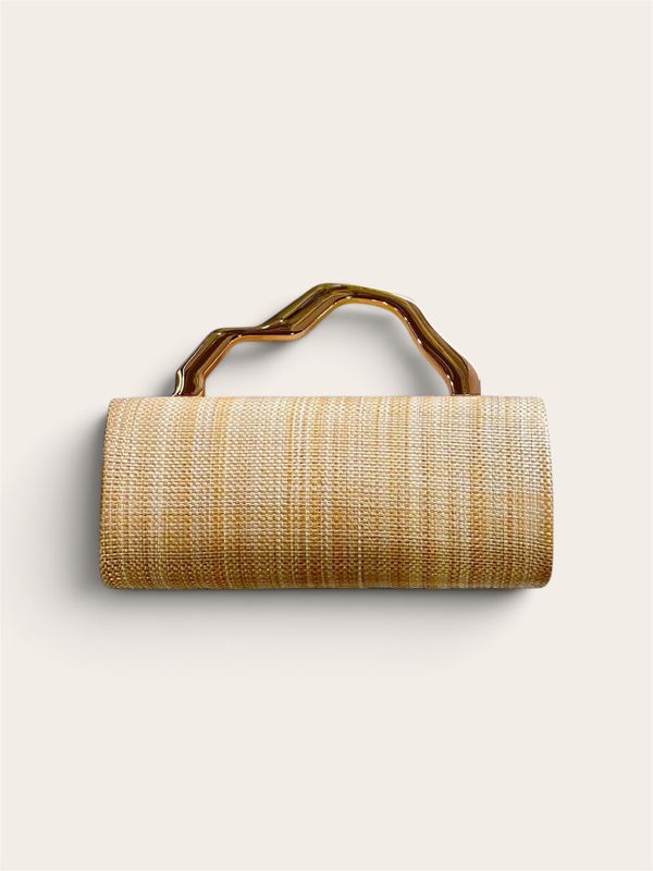 ACRYLIC CLUTCH - RAFFIA GOLD
